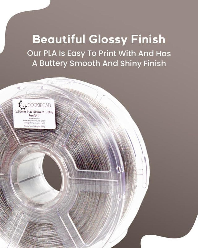 Funfetti Clear Filament with Rainbow Glitter PLA 3D Printer Filament 1.75Mm