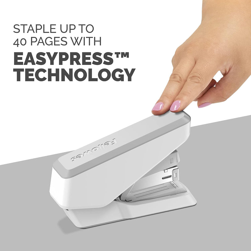 LX860 Easypress Half Strip One Touch Desk Stapler, 40 Sheet Capacity - White