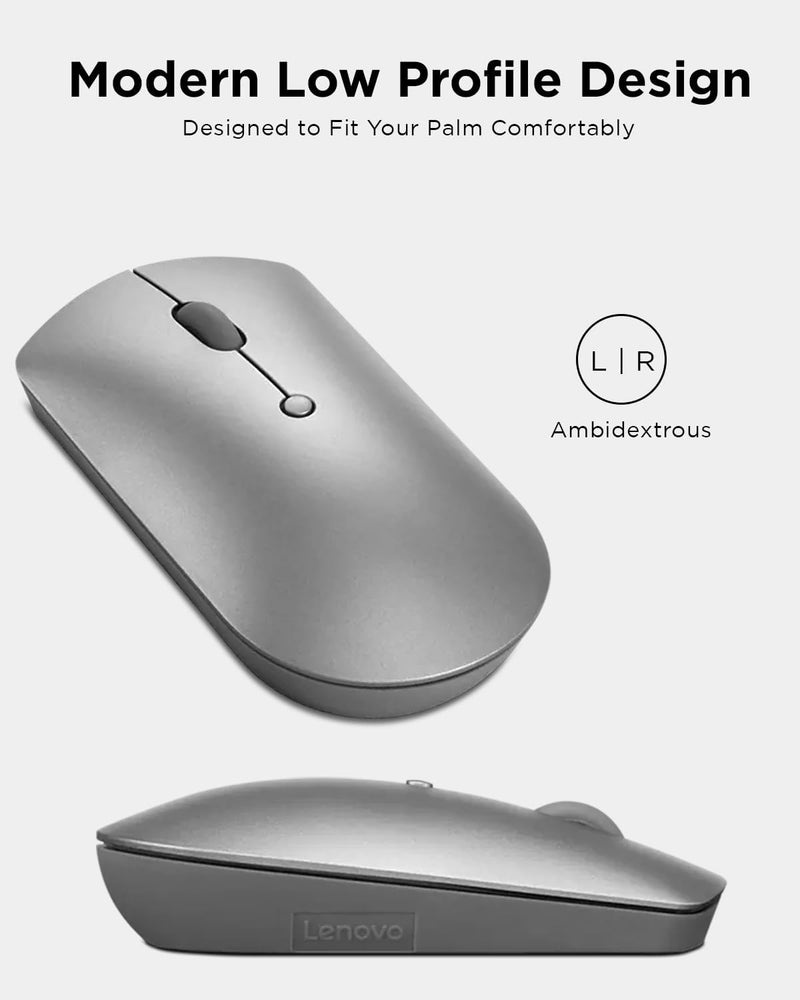 600 Bluetooth Silent Mouse, Blue Optical Sensor, Adjustable DPI, 4 Button, Microsoft Swift Pair, Windows, Chrome, GY50X88832, Gray