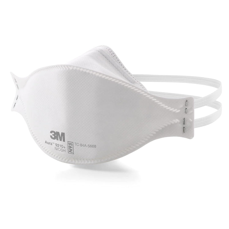 Aura Particulate Respirator 9210+, N95, Pack of 20 Disposable Respirators, Convenient Individually Wrapped, NIOSH APPROVED, Stapled Flat Fold Design, Low Profile Design Reduces Eyewear Fogging