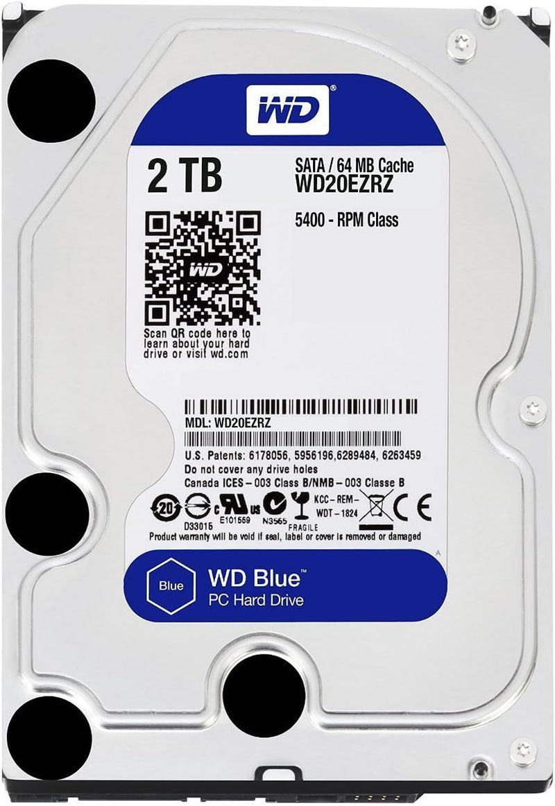 2TB WD Blue PC Hard Drive - 5400 RPM Class, SATA 6 Gb/S, , 64 MB Cache, 3.5" - WD20EZRZ (Old Version) 2TB 5400 RPM