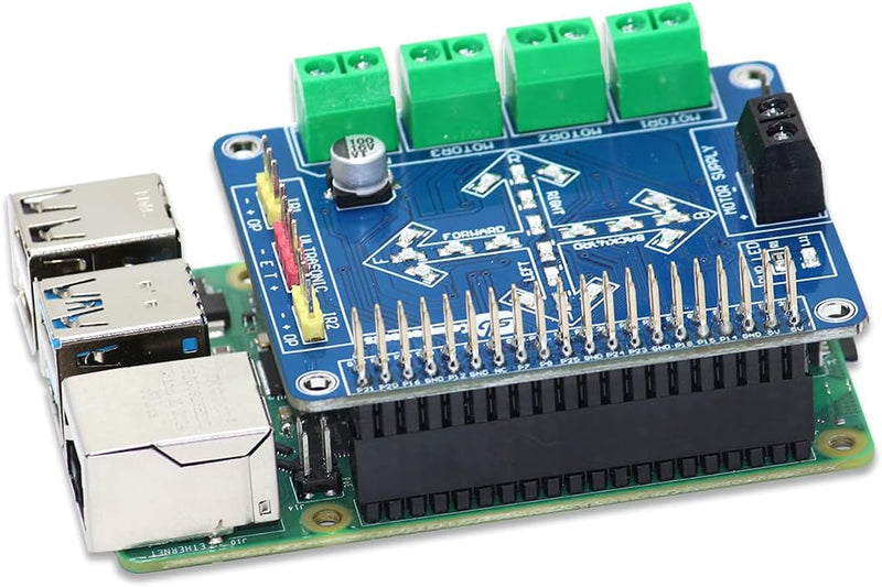 SB New Motorshield for Raspberry Pi 3,2,1 and Zero This Expansion Board Can Control up to 4 Motors or 2 Stepper Motor, 2 IR Sensors and a Single Ultrasonic Sensor.