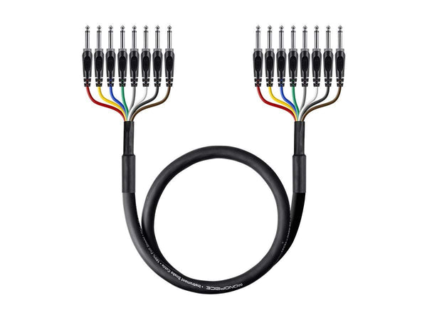 8-Channel 1/4-Inch TS Male to 1/4-Inch TS Male Snake Cable - 6 Feet, 26AWG, 8 Balanced Mono and Unbalanced Stereo Lines