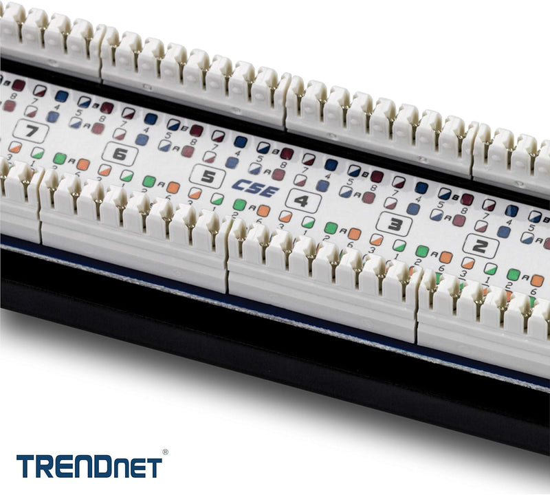 Trendnet 8 Port Cat5/5E Unshielded Patch Panel,Tc-P08C5E,Wallmount or Rackmount,10 Inch Wide, 8 X Gigabit RJ-45 Ethernet Ports,100 Mhz Connection, Color Coded Labeling,110 IDC Terminal Blocks,Black