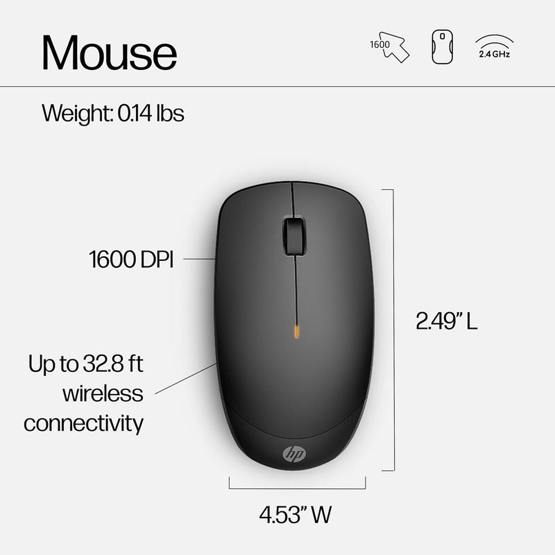 230 Wireless Mouse and Keyboard Combo - 2.4Ghz Wireless Connection - Long Battery Life - Durable & Low-Noise Design - Windows & Mac OS - Adjustable 1600 DPI - Numeric Keypad (18H24AA