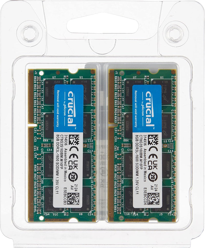 Crucial RAM 16GB Kit (2X8Gb) DDR3 1600 Mhz CL11 Memory for Mac CT2K8G3S160BM