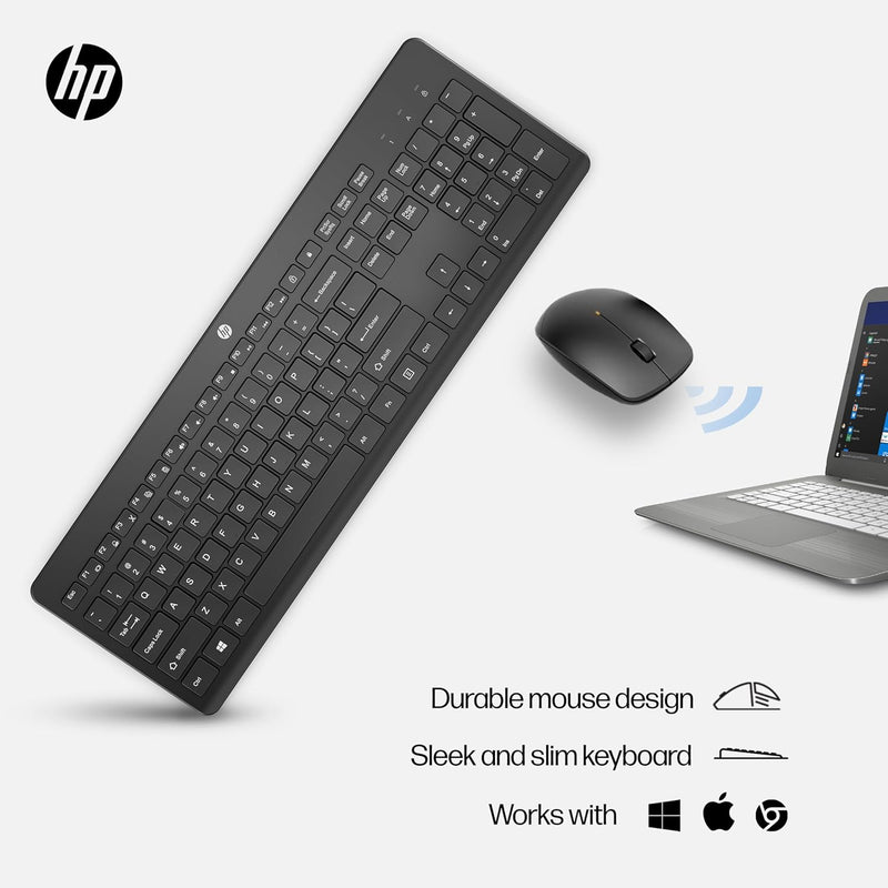 230 Wireless Mouse and Keyboard Combo - 2.4Ghz Wireless Connection - Long Battery Life - Durable & Low-Noise Design - Windows & Mac OS - Adjustable 1600 DPI - Numeric Keypad (18H24AA