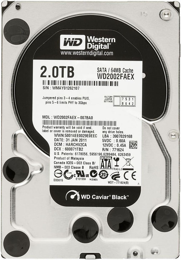 Caviar Black 2 TB SATA III 7200 RPM 64 MB Cache Bulk/Oem Internal Desktop Hard Drive - WD2002FAEX