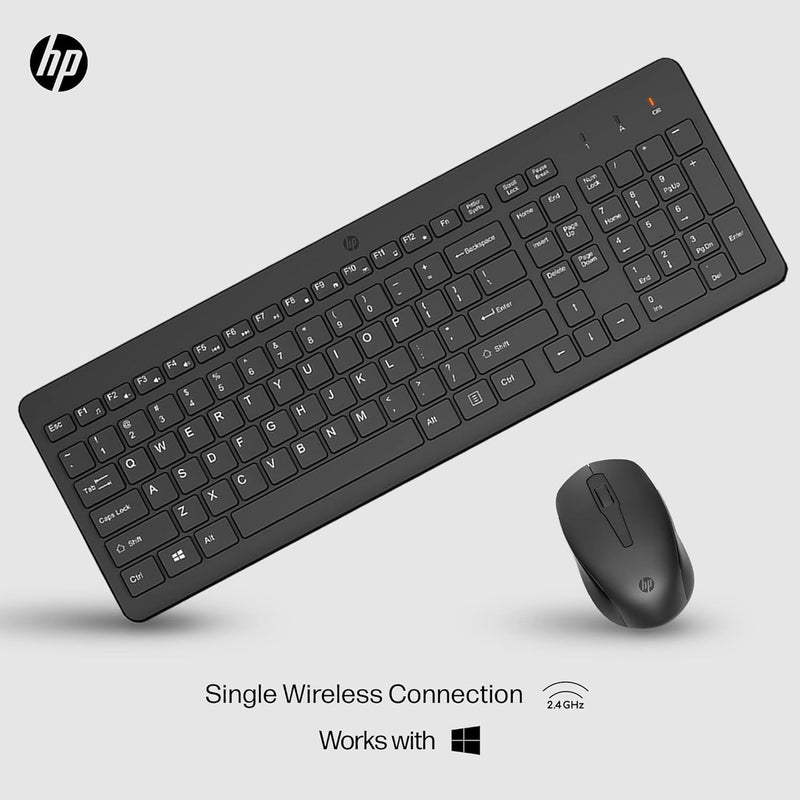 330 Wireless Keyboard and Mouse Combo - 2.4 Ghz Wireless USB Receiver - Chiclet Keys, 12 Keyboard Shortcuts - 1600 DPI Multi-Surface Mouse - LED Num Lock, Caps Lock, Scroll Lock (2V9E6AA)