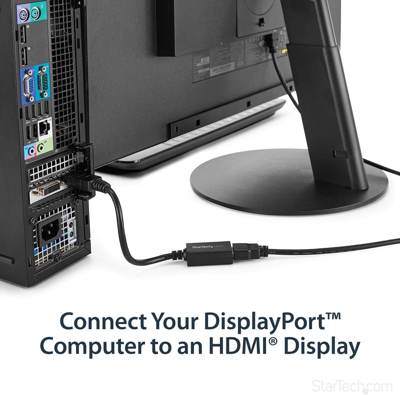 Startech.Com Displayport to HDMI Adapter - DP 1.2 to HDMI Video Converter 1080P - DP to HDMI Monitor/Tv/Display Cable Adapter Dongle - Passive DP to HDMI Adapter - Latching DP Connector (DP2HDMI2)