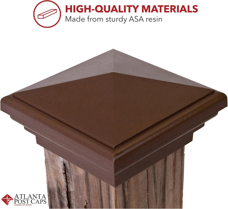 4X4 Post Cap (3.5") Brown Pyramid Style Square Top for Outdoor Fences, Mailboxes & Decks, by …