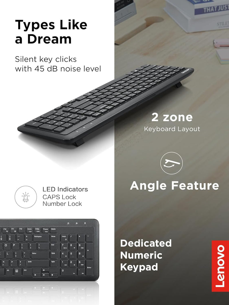 Lenovo 300 Wireless Keyboard, Black