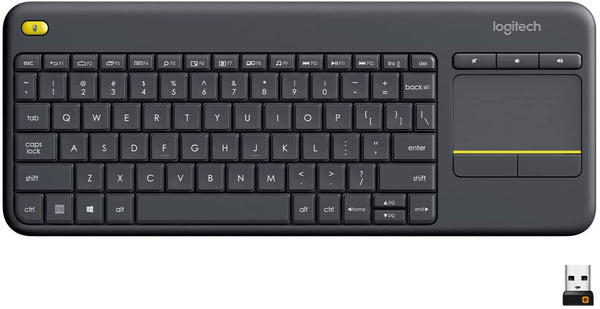 Logitech K400 plus Wireless Touch with Easy Media Control and Built-In Touchpad, HTPC Keyboard for Pc-Connected TV, Windows, Android, Chrome OS, Laptop, Tablet - Black