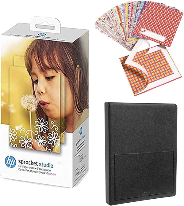 HP Sprocket Studio 4X6 Photo Paper & Cartridges (80 Sheets - 2 Cartridges) Starter Bundle