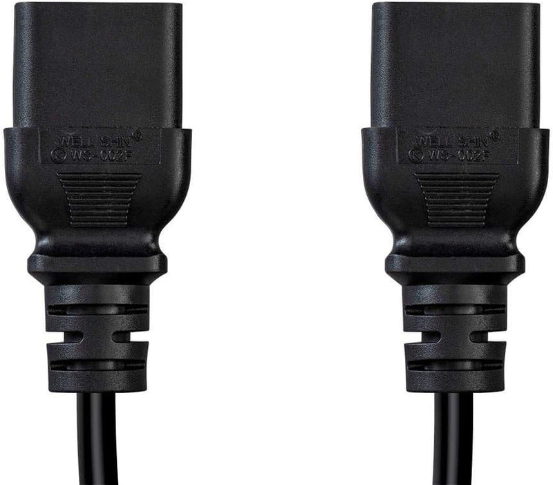 Heavy Duty Splitter Power Cord - IEC 60320 C20 to 2X IEC 60320 C19, 20 Amp, 100-250 Volt, 12AWG, 2 Feet, Black