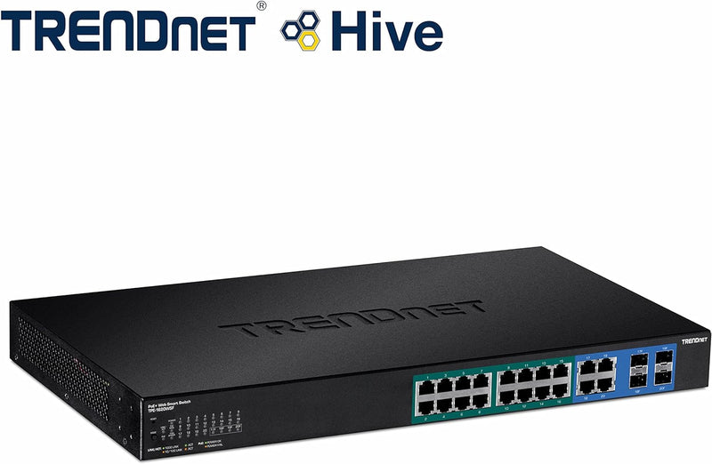 20-Port Gigabit Web Smart 370W Poe+ Switch, TPE-1620WSF, 16 Gigabit Poe+ Ports, 4 Shared Gigabit Ports(Rj-45 or SFP), 370W Poe Budget,Managed Poe+ Ethernet Network Switch, Lifetime Protection
