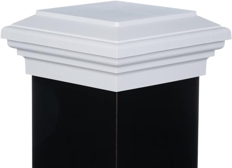 6X6 Post Cap (Actual 6.0") White Island Newel Flat Style Square Top for Outdoor Fences, Mailboxes & Decks, by