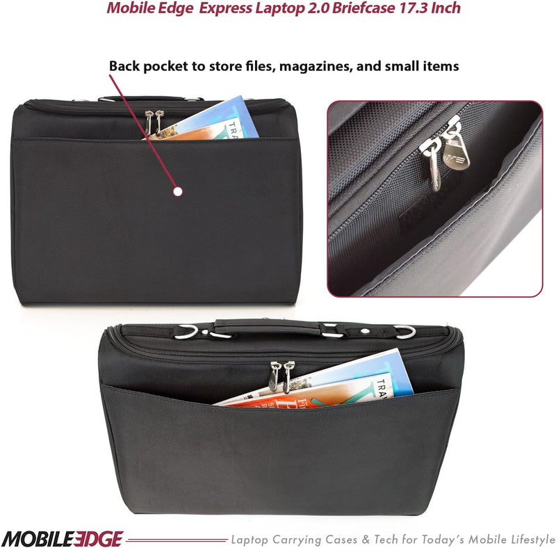 Mobile Edge Express 2.0 Laptop Computer Briefcase Bag with Strap for Men and Women, Fits up to 17 Inch Laptops, for Travel, Work, Business, Black