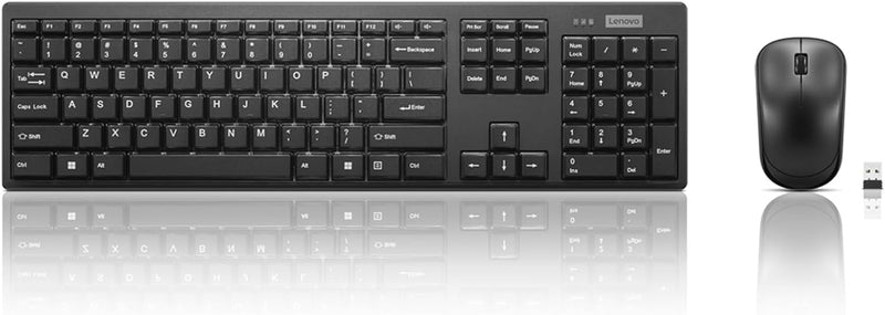 100 Wireless Keyboard and Mouse Combo – Cordless Set with Spill Resistant Quiet Keys – 3-Zone Keyboard - Ambidextrous Mouse – Compact Design – Wireless USB -Black