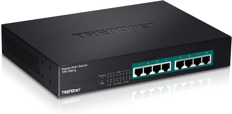 8-Port Gigabit Greennet Poe+ Switch, Tpe-Tg81G, 8 X Gigabit Poe+ Ports, Rack Mountable, up to 30 W per Port with 110 W Total Power Budget, Ethernet Network Switch, Metal, Lifetime Protection 110W Internal Power Switch