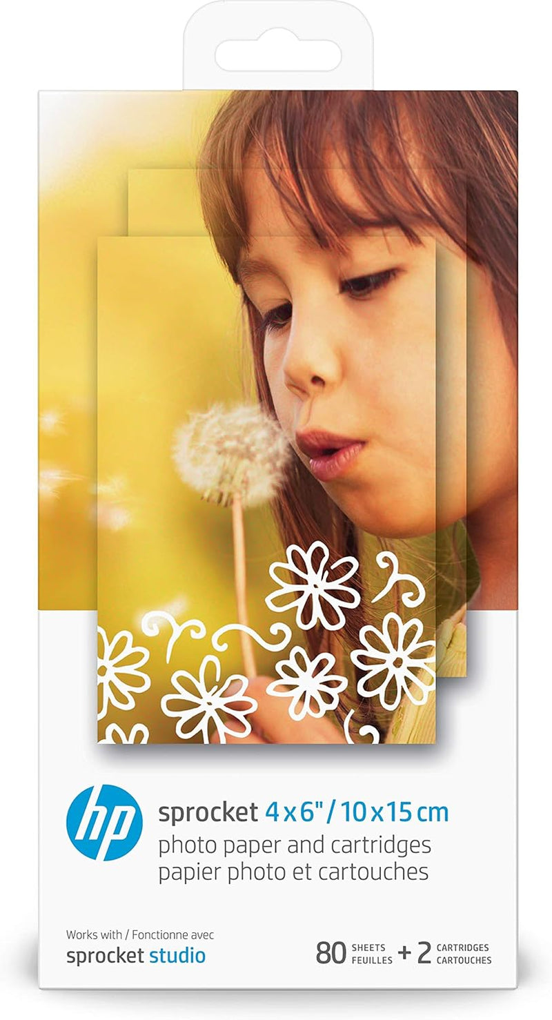 Sprocket Studio 4X6 Photo Paper & Cartridges (80 Sheets - 2 Cartridges) Compatible ONLY with  Studio Printer.