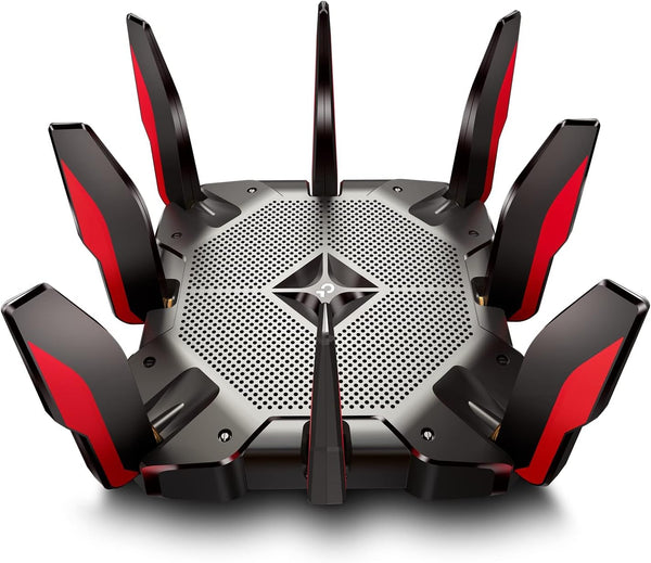 Wifi 6 Gaming Router - Tri Band Wireless Internet Router, High-Speed Ax Router, Smart VPN Router for a Large Home, 2.5G WAN, 8 Gigabit LAN Ports (Archer AX10000) (Renewed), Black and Red AX10000 Wifi 6 Gaming (Newer Model)