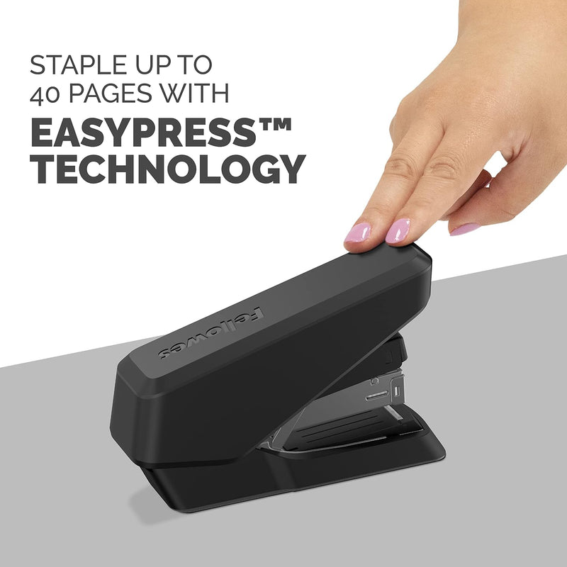 LX860 Easypress Half Strip One Touch Desk Stapler, 40 Sheet Capacity - Black