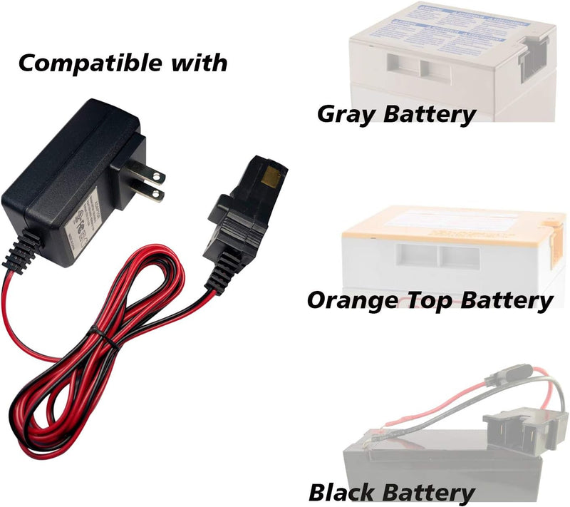 12V Charger for Kids Ride on 12-Volt Charger Compatible with Power Wheels Gray Battery and Orange Top Battery, for Fisher-Price Battery, ETL Cetified