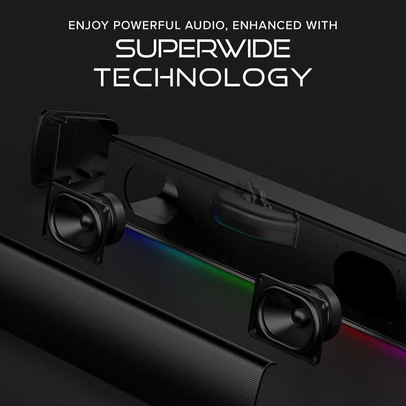 Sound Blaster GS3 Compact RGB Gaming Soundbar with Superwide Technology, Powered via USB, Bluetooth 5.4, Headphone-Out Port, for PC and Mac