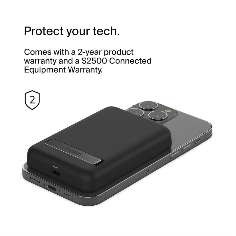 Boostcharge Wireless Power Bank 5K W/Magsafe Compatible 7.5W Charging, Built-In Pop-Up Kickstand - Compatible W/Iphone 16, 16 Plus, 16 Pro, 16 Pro Max, Iphone 15, Airpods, and More - Black