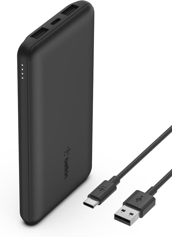 Portable Charger, USB-C Power Bank 10K W/ 1 USB-C Port and 2 USB-A Ports with USB-A to USB-C Cable for Iphone 16, 16 Plus, 16 Pro, 16 Pro Max, Samsung Galaxy S24, & More - Black