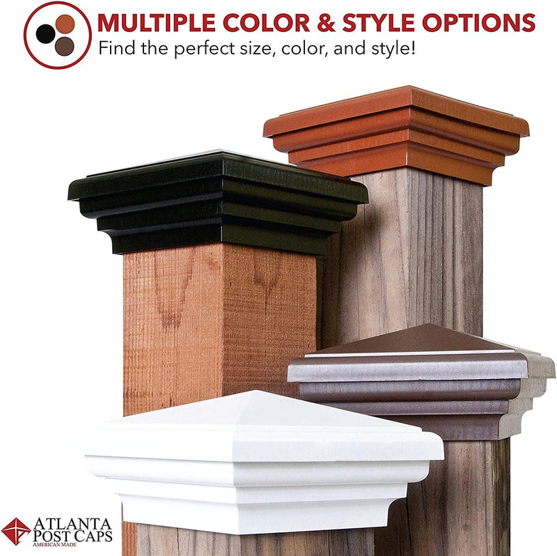 6X6 Post Cap (Actual 6.0") White Island Newel Flat Style Square Top for Outdoor Fences, Mailboxes & Decks, by