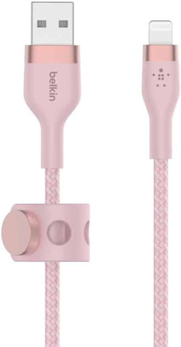 Boostcharge Pro Flex Braided USB Type a to Lightning Cable (2M/6.6FT), Mfi Certified Charging Cable for Iphone 14, 13, 12, 11, Pro, Max, Mini, SE, Ipad and More - Pink