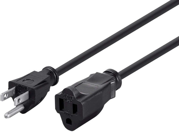 105296 1Ft 16AWG Power Extension Cord Cable, 13A (NEMA 5-15P to NEMA 5-15R),Black - 13A