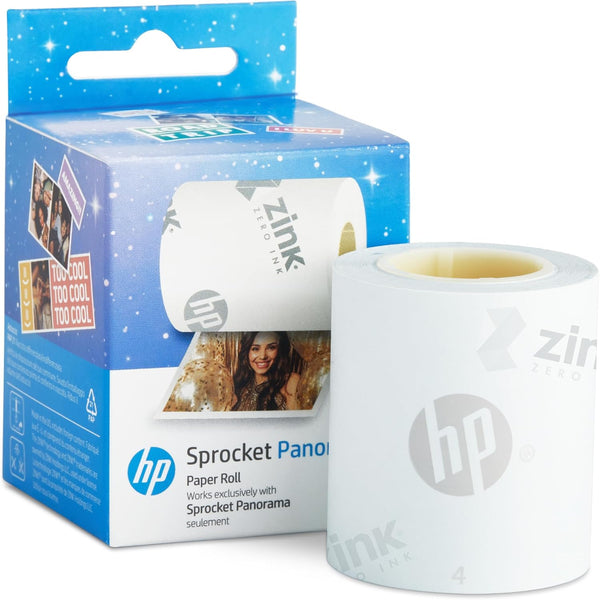 HP Sprocket Panorama 16.4’ (5 Meter) Zink Paper Roll - Zink Zero-Ink Sticky Backed, Smudge-Proof Instant Photo Paper Roll. Compatible with HP Sprocket Panorama Photo and Label Printer