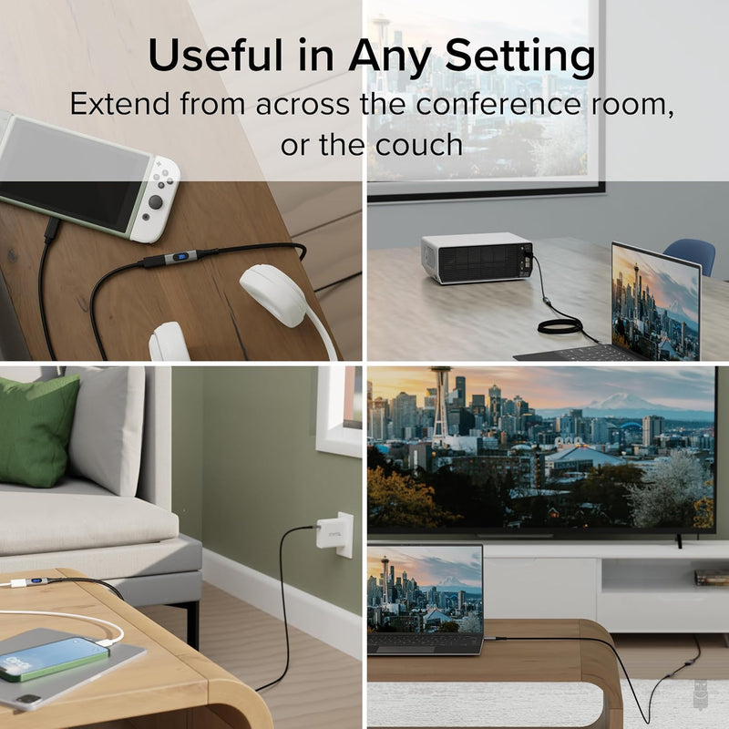 Plugable USB C Extension Cable 3.3 Ft, Digital Power Meter Tester for Monitoring USB-C Connections, Supports Fast Charging up to 240W, 4K 60Hz Display, 10Gbps Data, Digital Multimeter Tester