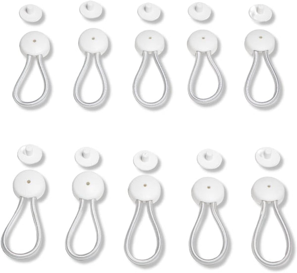 Stayput 8" White Shock Cord & Fastener, 10 Pack - Cord Length Is 8" End to End W/Out Loop