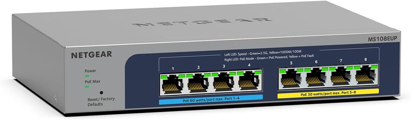 8-Port Ultra60 Poe Multi-Gigabit Ethernet plus Switch (MS108EUP) - Managed, with 4 X Poe++ and 4 X Poe+ @ 230W, Desktop or Wall Mount, and Limited Lifetime Protection 8 Port | 8Xpoe+ 230W | 2.5G | Lifetime