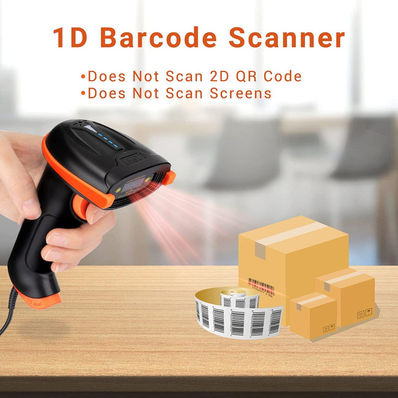 Upgraded USB Laser 1D Barcode Scanner with Stand Wired Officially Certified Dustproof Shockproof Waterproof IP65 Ergonomic Handle Ultra Long Bar Code Reader Fast and Precise Scan L5100Y-Z