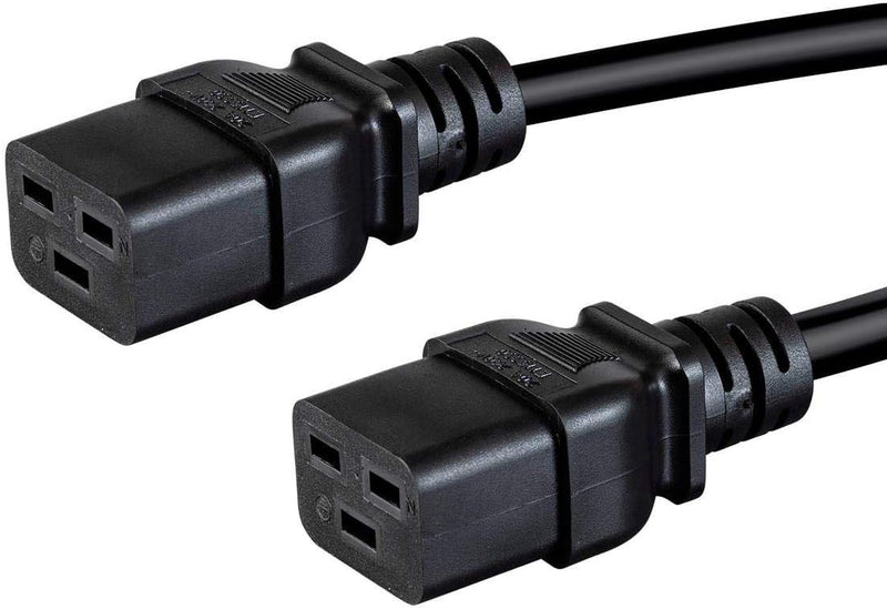 Heavy Duty Splitter Power Cord - IEC 60320 C20 to 2X IEC 60320 C19, 20 Amp, 100-250 Volt, 12AWG, 2 Feet, Black