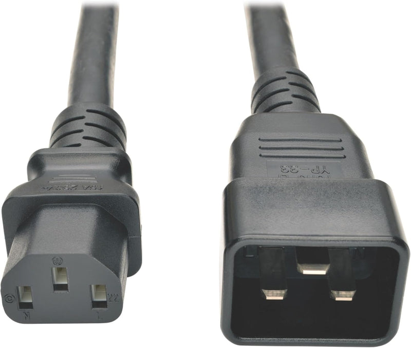 P032-003 Heavy Duty Power Cord PDU 15Amp 12AWG IEC 320 C13 C20 3', Black