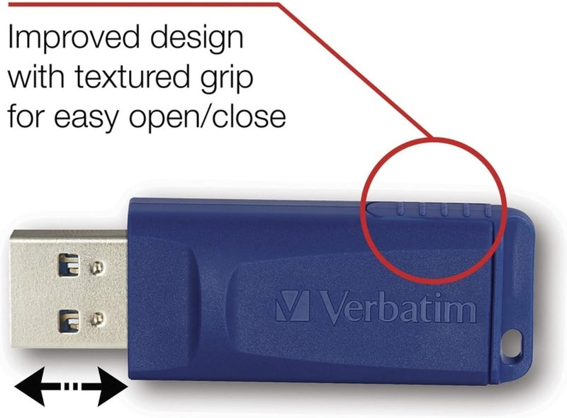8GB USB 2.0 Flash Drive - Cap-Less & Universally Compatible - Blue - 97088 8 GB Standard Packaging