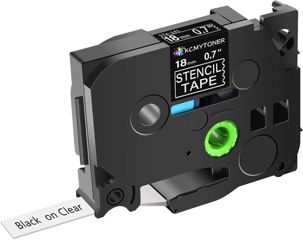 Compatible for Brother Mobile Solutions Etching Stencil Tape STE141 STE-141 ST-141 ST141 18Mm 0.7" Label Tape Use in P Touch PT-D450 PT-D600 PT-P700 PT9800PCN, Black on Clear-1 Pack