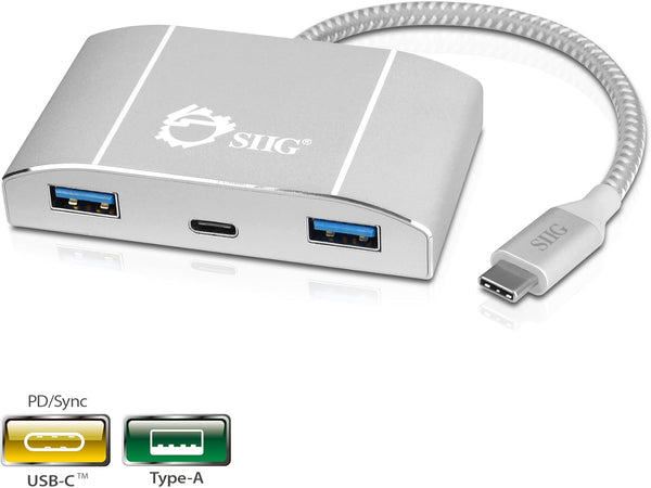 USB C Hub with PD Charging, 3 USB 3.0 Ports & Type C Power Delivery Charging Port for HP, Chromebook, Macbook and More