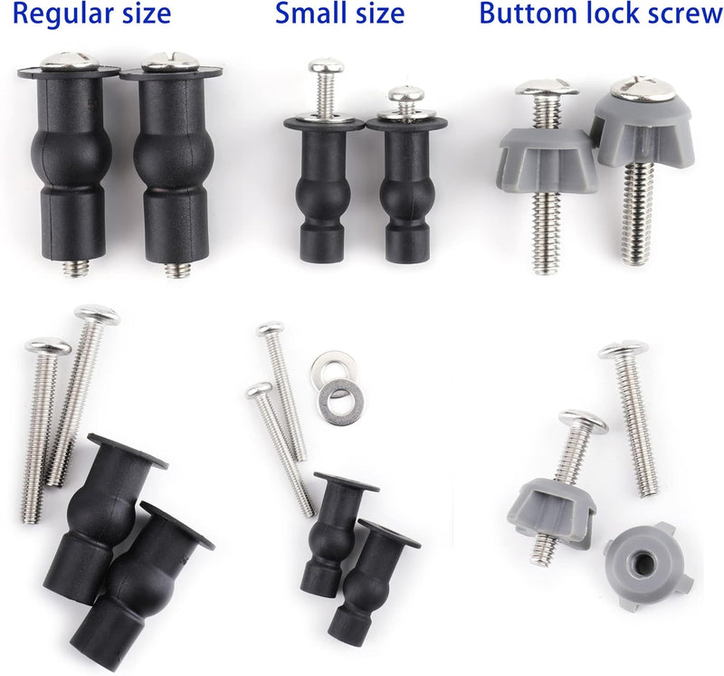 3 Pairs Toilet Seats Screw, Universal Toilet Seat Bolts, Top Fix Nuts Screws Bottom Mount Anchor Nut 1/4-20 Toilet Seat Screws Replacement Parts Fit for Kohler