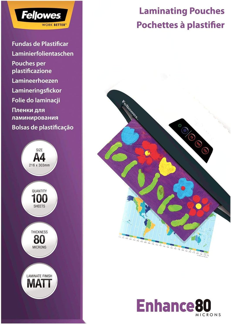 A4 Laminating Pouches, Matt Finish, 100 Sheets, 160 Micron (2 X 80 Micron) High Quality Finish, Ideal for Photos and Notices