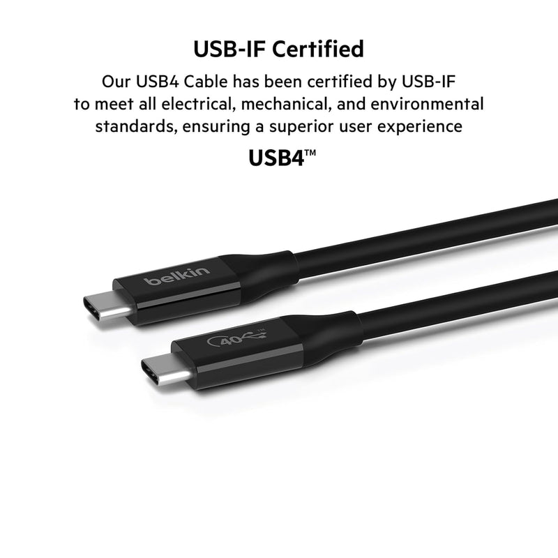 USB 4 Cable, 2.6Ft (0.8M) USB IF Certified with Power Delivery up to 100W, 40 Gbps Data Transfer Speed and Backwards Compatible with Thunderbolt 3, USB 3.2, and More