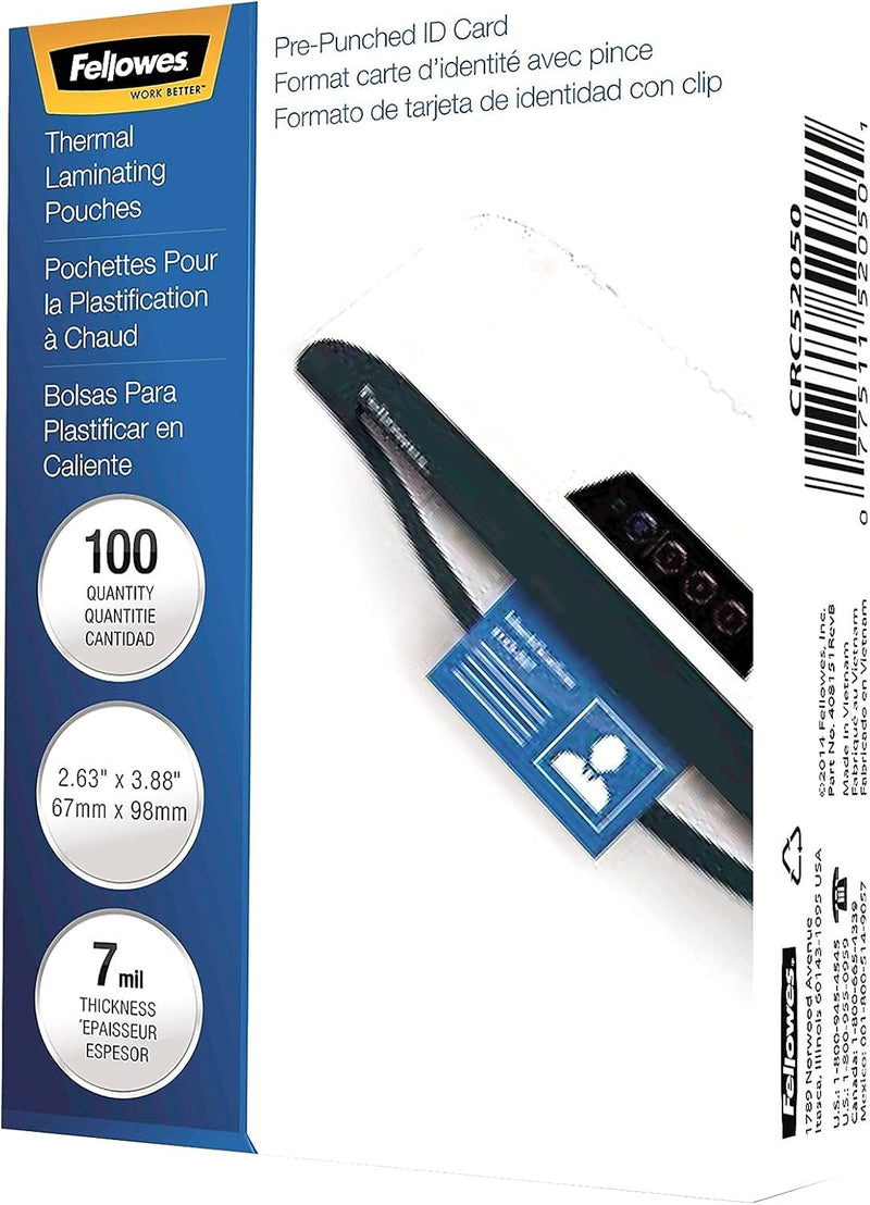 52050, Glossy Pouches - ID Tag Punched, 7 Mil, 100 Pack