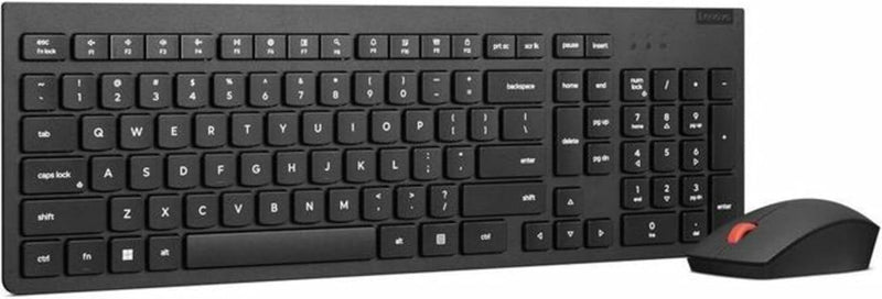 Essential Wireless Keyboard & Mouse Combo Gen 2, 2.4 Ghz Wireless Nano USB, Full Size Ambidextrous Mouse, AES-128 Encryption Keyboard, Black