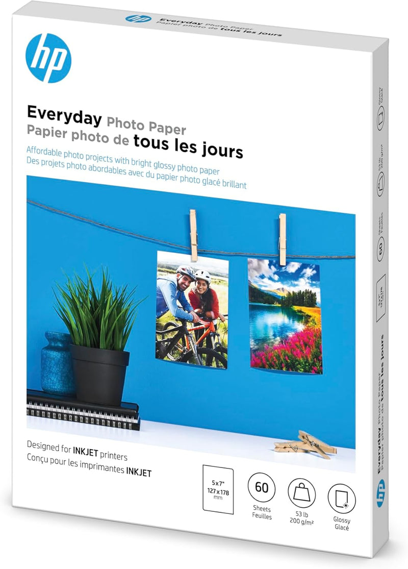 Everyday Photo Paper, Glossy, 5X7 In, 60 Sheets (CH097A)